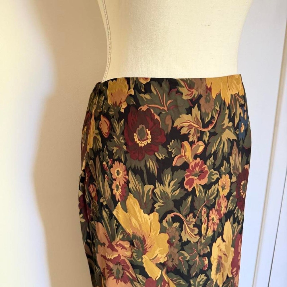 Vintage Ralph Lauren Silk Floral Midi Skirt - Picture 3 of 5